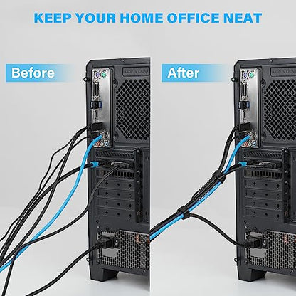 90PCS Reusable Cable Ties - 4+6+8 Inch, Heavy Duty Hook & Loop Straps in Black Red Blue, Adjustable & Multi-Purpose Fastening, Color-Coded Wire Ties for Home Office, Garage & Cable Management - color: Black+red+blue 4+6+8 In-90 Pcs