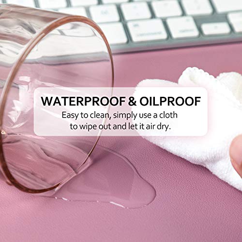 Purple/Pink Dual Sided PU Leather Desk Pad, Upgraded Sewing Laptop Mat, Waterproof Large Mouse Pad, Non-Slip Writing Kids Painting Mat Desk Blotter Protector for Office/Home 31.5"x15.8" (80x40cm) - color: Mauve Purple/Sakura Pink