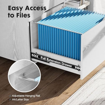 DUMOS File Cabinet with 3 Drawers, Wood Under Desk Storage Printer Stand | Rolling Lateral Filing Cabinet with Adjustable Shelves for Home Office Study Organizatiom, Classic White - color: Classic White