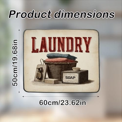 Nuxovilar Retro Laundry Basket Dryer Cover for the Top, Non-slip Washer & Dryer Protector, 23.62"x19.68" Dust-proof Washing Machine Mat, Diatom Mud Polyester Dryer Top Pad for Laundry Room - color: YTT14412-A