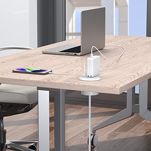 Jgstkcity 2-in-1 Desktop Power Grommet with USB-C Output, 125V, 12A, 2 AC Outlets, 3 USB Charging Ports, White - color: White, size: 1 PCS-20W USB Port
