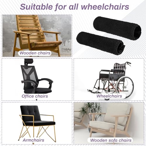 Psyqtsuary 2 Pcs Wheelchair Armrest Pads Covers, Non-Slip Widened Self Adhesive Armrest Strips, Washable Comfortable and Protective for wheelchairs Office Chairs armchairs