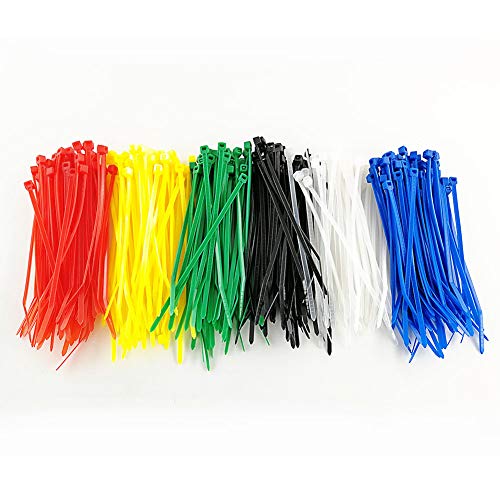 HS Colored Zip Ties Neon Small Nylon Wire Ties Assorted 6 Colors (Green,Yellow, Black, White, Blue, Red) 4 Inch for Crafts,Bulk 600 Pack - color: Colored 4"600