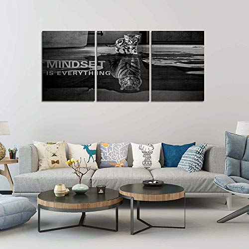 Motivational Canvas Print Wall Art Cat Poster Positive Decor 3 Pieces Inspirational Entrepreneur Quotes Painting Picture Framed Artwork Office Home Decoration - 60" W x 28" H - color: Art-04, size: 60"W x 28"H