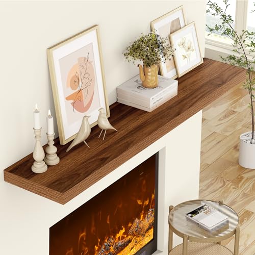 36 Inch Floating Shelves, 12 Inch Deep Floating Shelves for Wall, Extra Deeper & Thicker Wooden Wall Shelf with Invisible Brackets, Shelf for Bedroom Home Decor（Walnut, Set of 2） - color: Walnut, size: 36"W x 12"D x 2"H, Set of 2