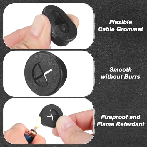 M METERXITY 6-Pack Rubber Grommets for Wiring 20mm Desk Grommet Double-Sided Flexible Cable Cord Grommet Desk Hole Cover for Cables/Wires Through Protection Cable Grommet [Black] - size: 20 mm