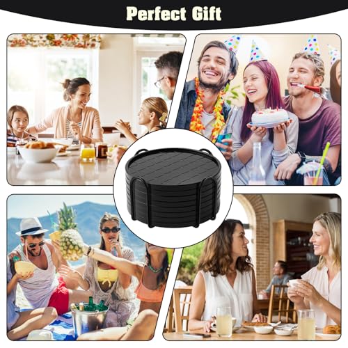 Coasters,Drink Coasters Set of 8 with Holder (Black, 12pcs) - color: Black, size: 12 pcs