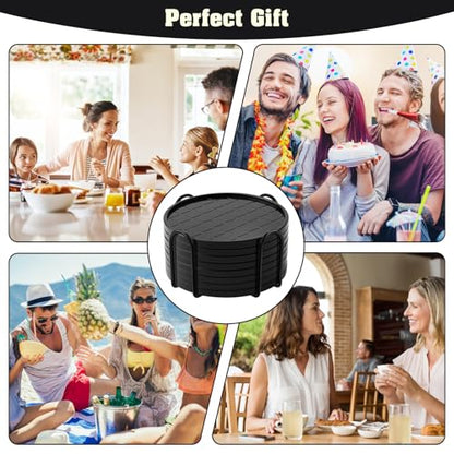 Coasters,Drink Coasters Set of 8 with Holder (Black, 12pcs) - color: Black, size: 12 pcs