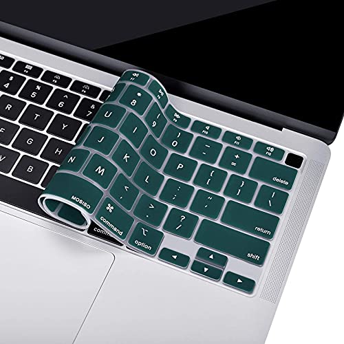 MOSISO Keyboard Cover Compatible with MacBook Air 13 inch 2022 2021 2020 Release A2337 M1 A2179 Retina Display with Touch ID Backlit Magic Keyboard, Waterproof Protective Silicone Skin, Deep Teal - color: Deep Teal