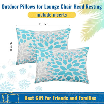 Juexica 2 Pack Chaise Lounge Pillow with Strap Outdoor Waterproof Beach Chair Neck Headrest Pillow Adjustable Elastic Band for Hammock Lumbar Recliner Pillows for Patio Pool Chair(Advanced Style) - style: Advanced Style