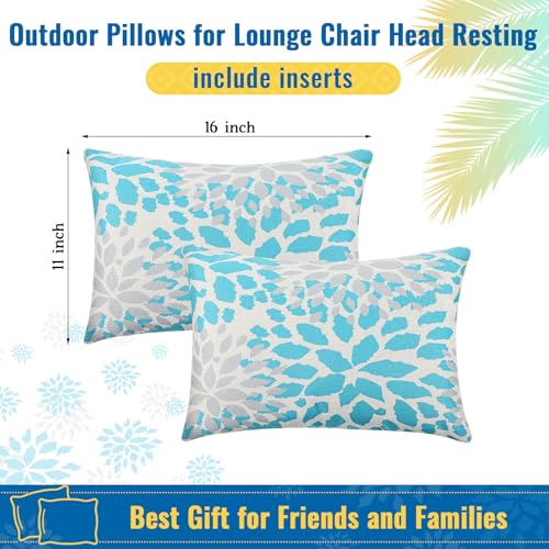 Juexica 2 Pack Chaise Lounge Pillow with Strap Outdoor Waterproof Beach Chair Neck Headrest Pillow Adjustable Elastic Band for Hammock Lumbar Recliner Pillows for Patio Pool Chair(Advanced Style) - style: Advanced Style