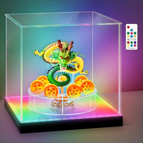 Shenron Acrylic Display Case, Clear LED Display Case Box for Dragon Shenlong Statue, Dragon Balls & Figure with Holder Stand, Dustproof Protective Showcase - Kids Birthday Christmas - size: Dragon Display Case 10.63x10.63x9.84in