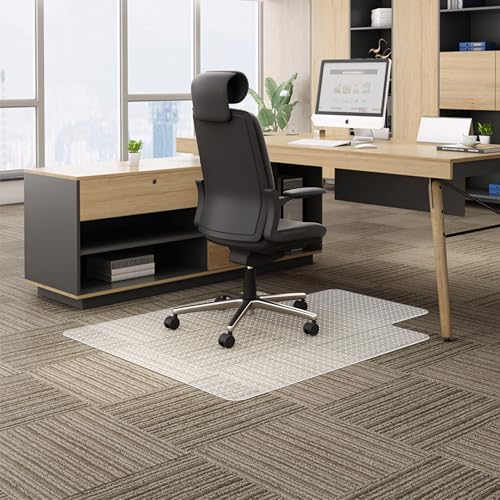 Office Chair Mat for Carpet, 45" x 53" Low Pile Carpet Protector Mat for Office Chair, Under Desk Office Mats for Rolling Chairs, Easy Glide, with Lip - color: Flat-pile Carpets, size: 45'' x 53'' with Lip