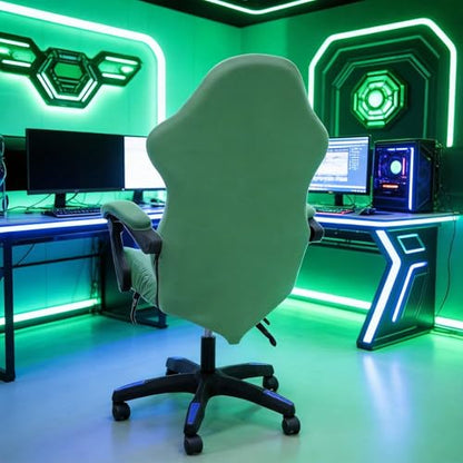 Gaming Chair Cover Set with Armrest Covers, Stretch Ruffled Slipcover for Racing Office Computer Reclining Chairs (Avocado Green) - color: Avocado Green