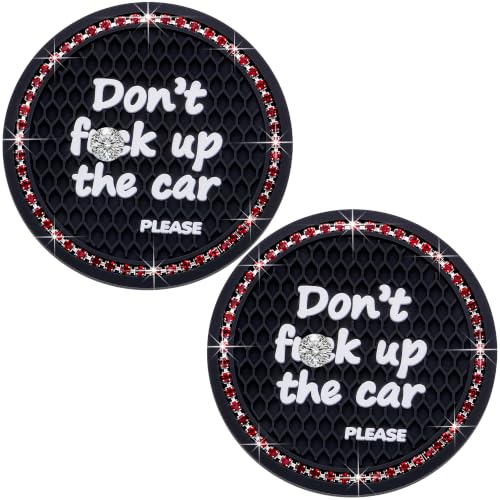 2PCS Bling Crystal Rhinestone Cup Holder Coaster – 2.75 Inch Anti-Slip Auto Insert Cup Coaster – Sparkling Interior Decor Accessories for Cars & Vehicles(Black & Red) - color: Alphabet Black & Red, size: 2 pcs