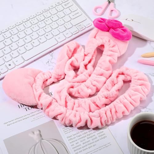 Hoteam 2 Pcs 17''-24'' Kawaii Computer Monitor Cover with Cat Ear Furry Cute Pink Monitor Dust Cover Protector Lovely Computer Desk Accessories Laptop TV LCD Screen Decoration for Tablet