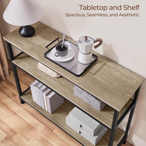 Yaheetech Entryway Table with Storage Shelves, 40 Inch Console Table with Metal Frame, Wood Behind Couch Sofa Tables for Entryway, Living Room, Gray - color: Grey