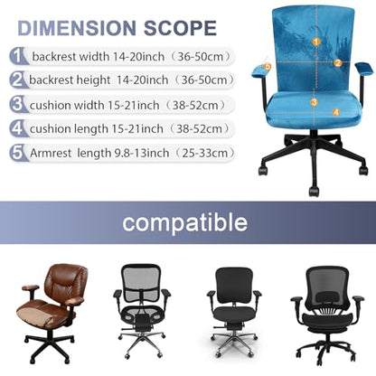 Tallew 4 Pcs Office Chair Covers Set Computer Universal Protective Stretchable Chair Seat Covers Desk Armrest Slipcovers Pads Office Cushion Backrest for Rotating(Sapphire) - color: Sapphire