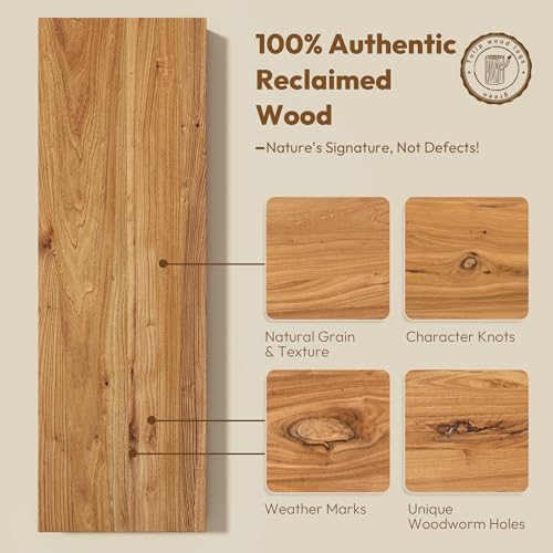 Flat Edge Elm Wood Floating Shelf with Invisible Bracket 55”Natural - color: Natural, size: 55”,set of 1