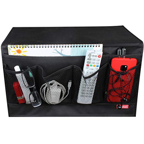 Bedside Storage Organizer with 6 Pockets, Bedside Caddy, Table Cabinet Storage Organizer, TV Remote Control, Phones, Magazines, Tablets, Accessories, Black - color: 6 pockets bedside caddy-Black