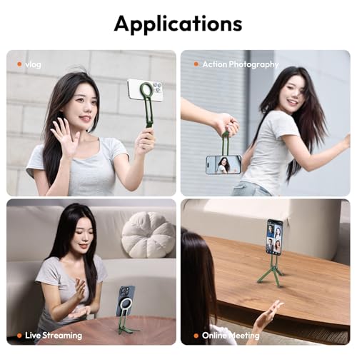 ULANZI MA30 Magnetic Phone Tripod Stand for iPhone - Aluminium Maglock Smartphone Mini Tripod Pocket Cell Phone Stand Strong Magnet Quick Mount Compatible with iPhone 17 16 15 14 13 12 Series, Green - color: Green