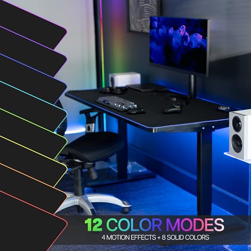 VIVO Large 60 x 30 inch Full Size Desk Pad with RGB Lighting for Office Ambience and Immersive Gaming, Oversized Mouse Pad Table Top Cover, 12 Color Modes, Non-Slip Base, Black, DESK-PAD60-30 - size: 60" x 30"