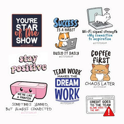 1step2dream Funny Office Stickers Motivational - Decals for Coworkers, Office Workers & Corporate Professionals - Waterproof Vinyl Laptop, Journal, Phone Decals
