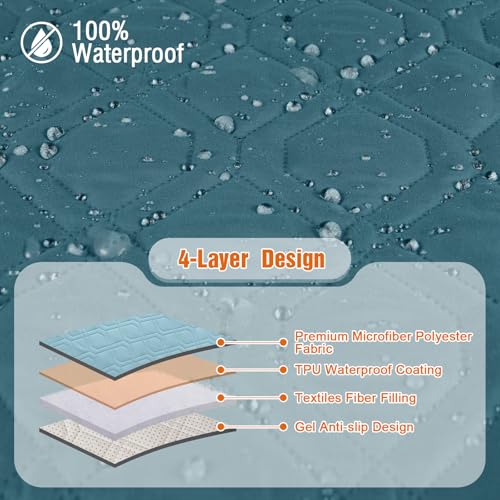 VANSOFY Loveseat Recliner Cover with Console 100% Waterproof Sofa Slipcovers Non-Slip Reclining Couch Cover Split Sofa Cover Furniture Protector for Pets, Dogs(Peacock Blue) - color: Peacock Blue