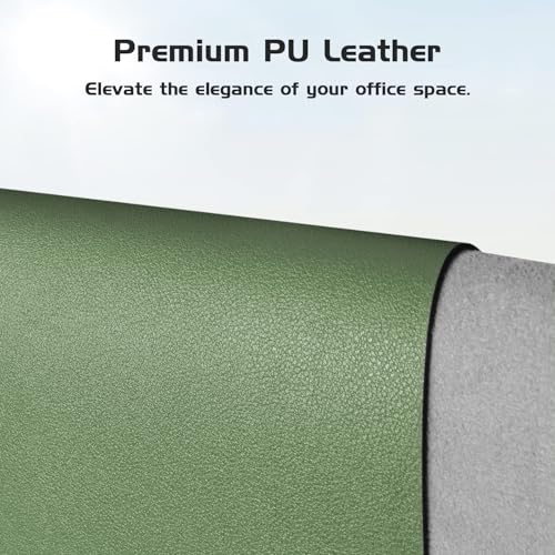 Aothia Leather Desk Pad Protector - Large Mouse Pad, Office Desk Mat, Non-Slip PU Leather Desk Blotter, Laptop Desk Pad, Waterproof Desk Writing Pad for Office and Home (Olive Green, 38" x 13.7") - color: Olive Green, size: 38" x 13.7"
