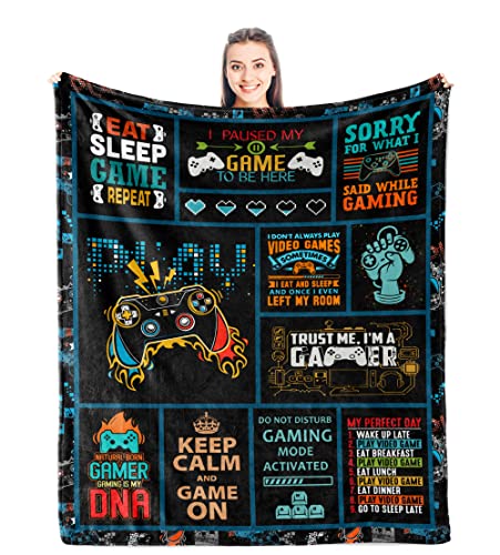 Punofell Game Room Decor for Boys/Men- Gamer Gifts for Girl/Women - Gaming Room Decor - Game Gifts - Gifts for Gamer Boyfriend/Husband - Gaming Gifts for Men - Video Game Gifts Blanket 60" x 80" - size: 80"X60"