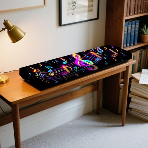 Nuxovilar Stretchy 88 Keys Keyboard Piano Dust Cover, Elastic Milk Silk with Neon Musical Notes & Treble Clef for Digital Keyboards - color: hd04636-B