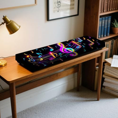 Nuxovilar Stretchy 88 Keys Keyboard Piano Dust Cover, Elastic Milk Silk with Neon Musical Notes & Treble Clef for Digital Keyboards - color: hd04636-B