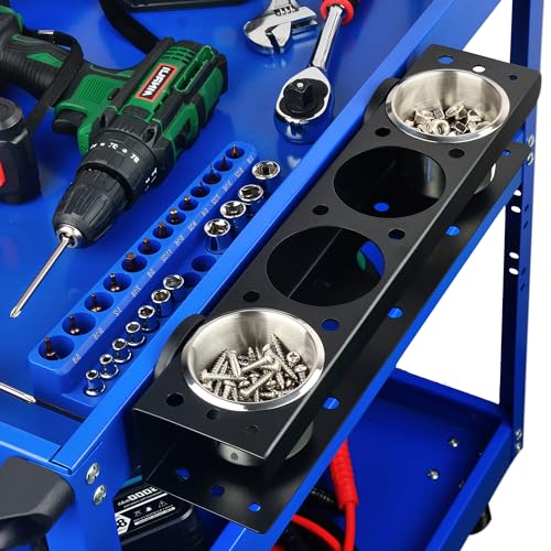 ULIBERMAGNET Power Tool Organizer Rack,Magnetic Heavy Duty Drill Holder,Wall Mount Metal Tool Rack with Screwdriver,Cordless Drill,Screw,Nail Storage,Utility Rack for Warehouse,Garage,Toolbox - style: Magnetic Power Tool Organizer with Parts Cup