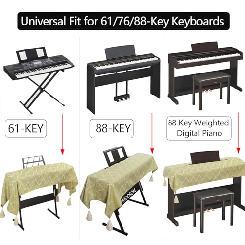 Waterproof Keyboard Cover - Soft Thick & Durable - Geometric Pattern - Universal Fit for 61/76/88-Key Digital Piano Keyboards - Stylish Home/Studio Protector (Lemon yellow and white) - color: Lemon yellow and white