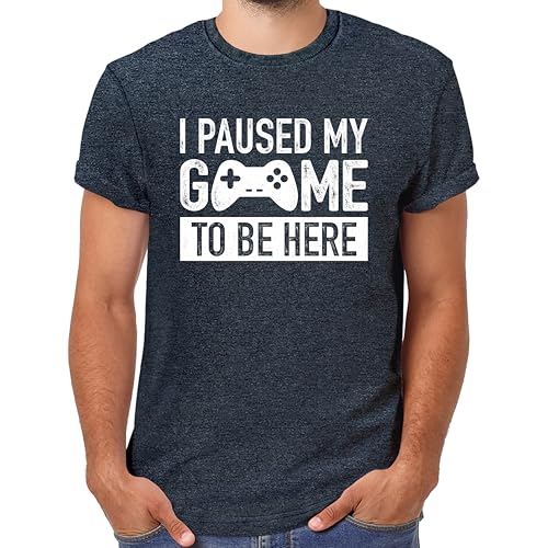 I Paused My Game to Be Here t Shirt Gamer Gifts for Men Gaming Funny Graphic Tees - color: Charcoal Black, size: XX-Large
