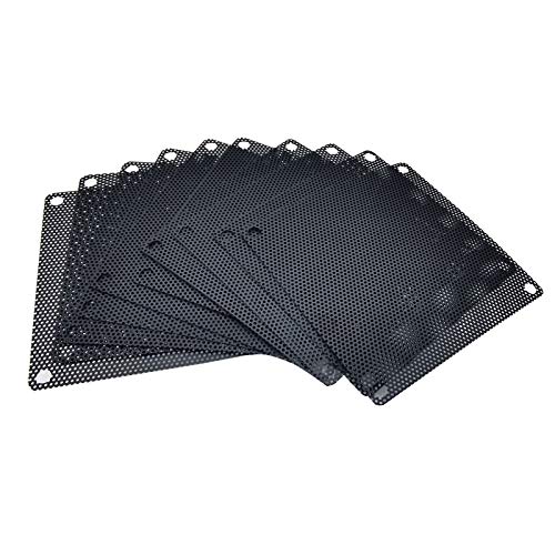 80mm Fan Filter, 10 Pack Black Computer Fan Grill Cover | 0.8mm PVC fine mesh blocks dust & pet hair. High airflow. Washable & reusable. Fits 80mm fans, screw mount. - size: 80x80mm