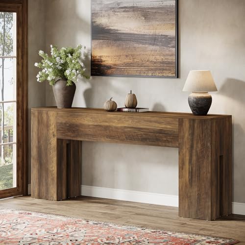 Tribesigns 71-Inch Long Console Table for Entryway, Farmhouse Sofa Console Behind Couch, Entry Table for Hallway, Foyer, Living Room, Brown - color: Brown