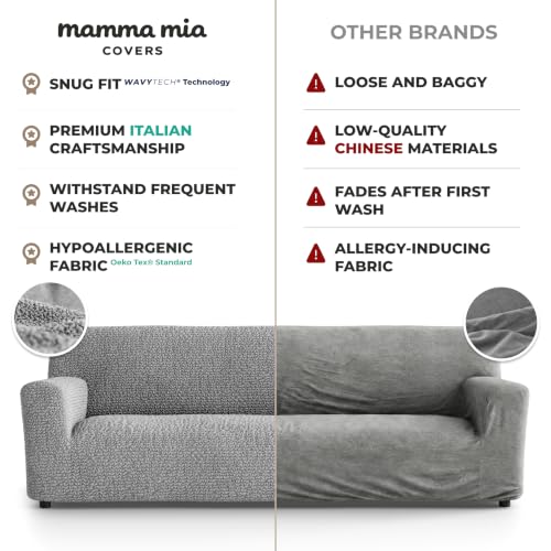 Premium Stretch Couch Covers for Sofa - Sofa Chair Cover Washable, Dogs & Pets Friendly - Elastic Polyester Loveseat Slipcovers - Non-Slip Love Seat Couch Covers - Ash (86"-120" Wide) - color: Ash, size: 86"-120" Wide