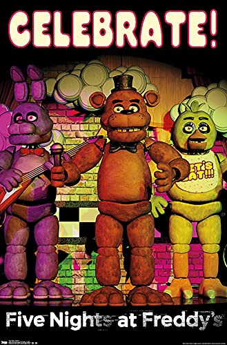 Trends International Five Nights at Freddy's - Celebrate Wall Poster, 14.725" x 22.375", Premium Unframed Version - color: Premium Unframed Version, size: 22.4"L x 14.7"W