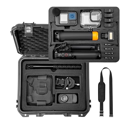 Organizer Hard Case For Gopro Hero 13/12/11/10/9/8 Creator Edition Odorless Compatible with Media Mod/Volta/Chest Mount/ Accessories Waterproof Travel Storage Carrying Case 12.4*4.7*10.4inch