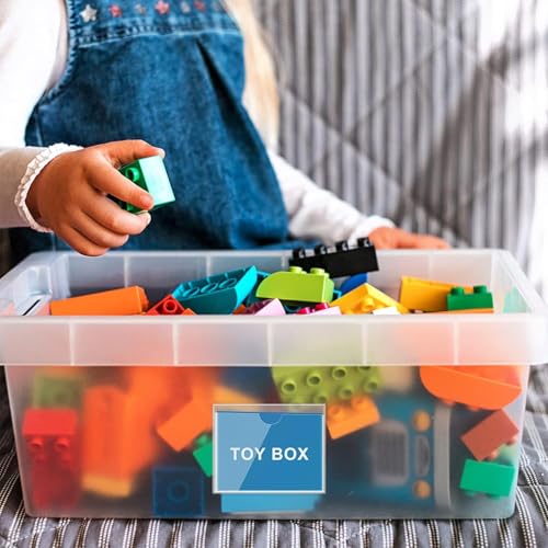 Chinco 30 Pcs Self Adhesive Pockets, Bin Labels for Storage Bins, Clear Pocket Label Sleeves, Plastic Index Card Holder with Top Open for Organizing Bins Box Drawer (3.89 x 2.67 Inch) - size: 3.89 x 2.67 Inches
