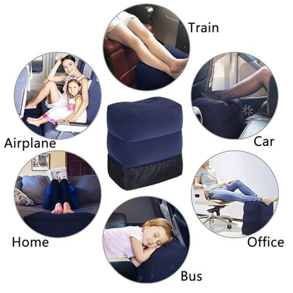 Inflatable Travel Foot Rest Pillow, Adjustable Height Leg Rest Pillow for Cars, Home, Office, Trains, Airplane, Make a Flat Bed for Baby, Kids, Toddlers, with 2in1 Storage Bag (1 Pack)