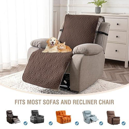 Genina Waterproof Oversized Recliner Chair Covers - 100% Protection, Non-Slip, Washable Recliner Slipcover for Larger Recliners, Kids & Pets Friendly【28'' /Chocolate】 - color: Chocolate, size: 28 in （Oversized 1 Seater）