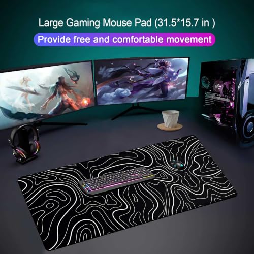 Large Mouse Pad, 31.5" × 15.7" Gaming Mousepad for Keyboard with Anti-Slip Rubber Base, Keyboard Pad XXL Modern Aesthetic Mouse Mat for Home and Office - color: D6