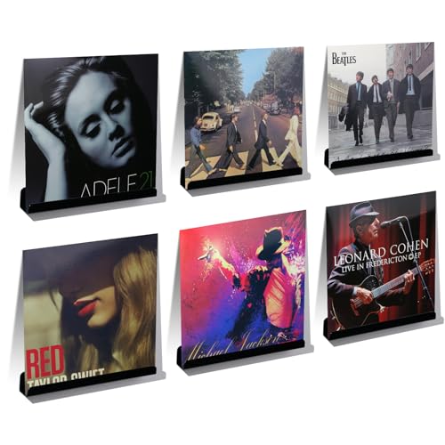 Meaocer Vinyl Record Shelf Wall Mount, 6 Pack 12 inch Black Acrylic Album Record Holder Display, Kids Bookshelf, Floating Wall Shelves for Bathroom, Bedroom, Living Room, Kitchen, Office - color: Black-6pcs