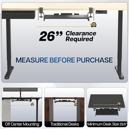 VIVO Small Keyboard Tray, Under Desk Pull Out with Extra Sturdy C Clamp Mount System, 20 (26 Including Clamps) x 11 inch Slide-Out Platform Drawer, Dark Walnut Top, Black Frame, MOUNT-KB05ES-D | Keyboard Tray for Typing, Slide Out Platform, Extra Sturdy C