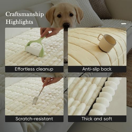 Couch Covers for 3 Cushion Couch Sofa Pet Friendly,Non-Slip Sofa Cover Washable - color: Bg-white, size: 27.6" x 59"