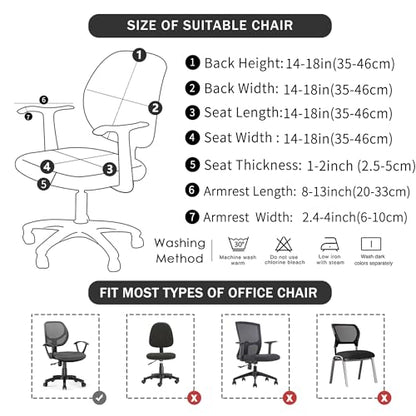 4 Pieces Split Office Chair Cover Large for Desk Chair Back and Seat with Armrest Covers Jacquard Stretch Sage Green Office Chair Slipcovers Set Washable - color: Jacquard L-sage Green, size: Large