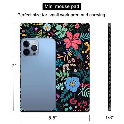 Small Mouse Pad Cute, Mini Mouse Pads for Wireless Mouse and Laptop, Travel Mousepad with Designs - Colorful Floral/Flowers, Aesthetic Portable Desk Decor for Women - color: Colorful Flowers 2, size: 7L x 5.5W inches