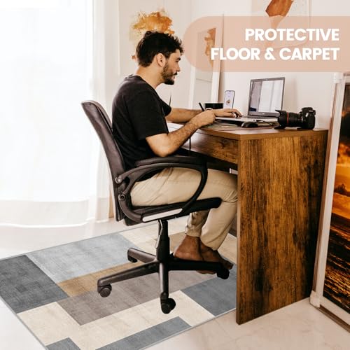 Office Chair Mat for Hardwood Floor, Anti Slip Hi-Q Desk Chair Mat for Hardwood & Low-Carpeted Floors, Easy to Clean Computer Floor Mat Protector Rug for Gaming Rolling Chair on Hard Wood Floors - color: I, size: 48" x 36"